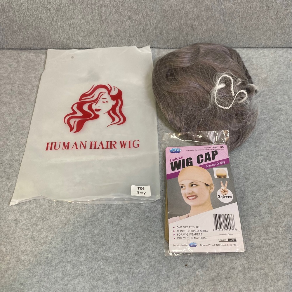 Unbranded Human Hair Wig Women OS Grey Short Wavy Lace Front T06 Realistic New